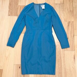 MaxMara Women’s Virgin Wool Teal Long Sleeve Midi Dress